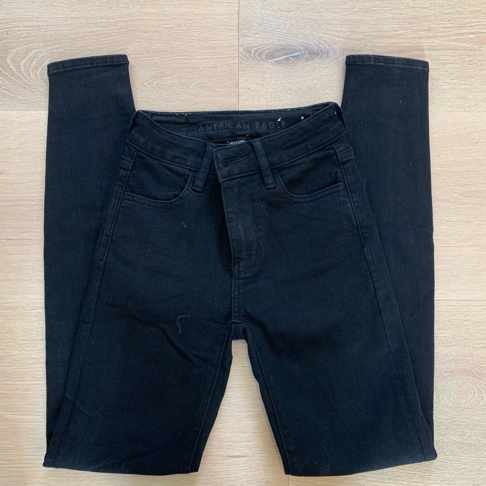 American Eagle black high waisted skinny jeans